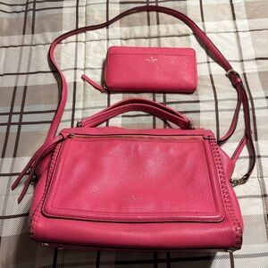 Pink Kate Spade Crossbody bag with matching wallet